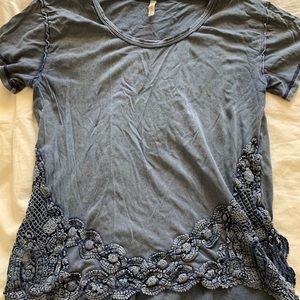 Free People Lace Trim Tshirt